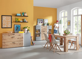 Sideboard LIV´IN BAVENO in hellgrau, Nox Oak Nachbildung