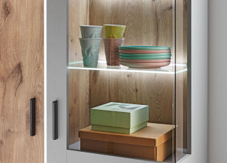 Vitrine LIV´IN BAVENO in hellgrau, Nox Oak Nachbildung